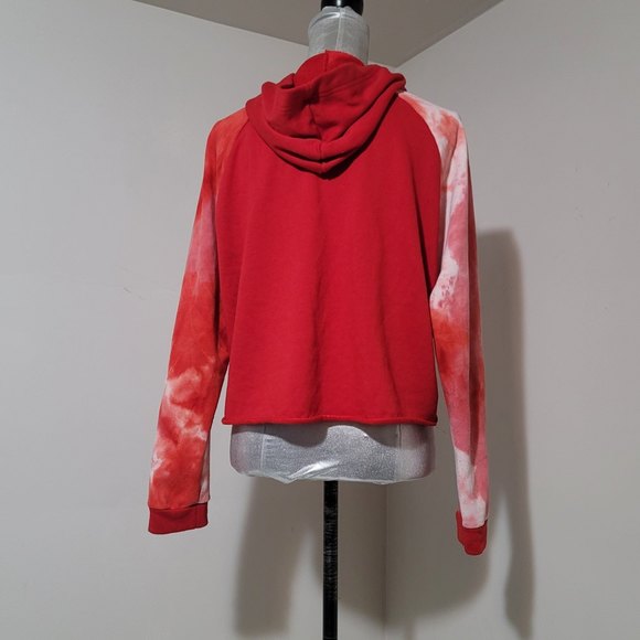 Stella Tweed Tie dye Hoodie Cropped Pullover Red Love Large - Picture 4 of 11